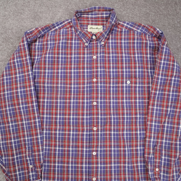 VTG Eddie Bauer Plaid Colorful Large Multicolor Long Sleeve Collared Shirt - Picture 5 of 9